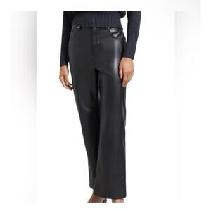 MODERN CITIZEN Faux Leather Straight Leg Pants Size Large in Black NWOT